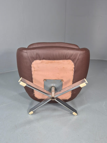 Vintage Bucket Swivel Chair 1970s Sweden Retro Mid Century Vinyl EB11118 MSWI10