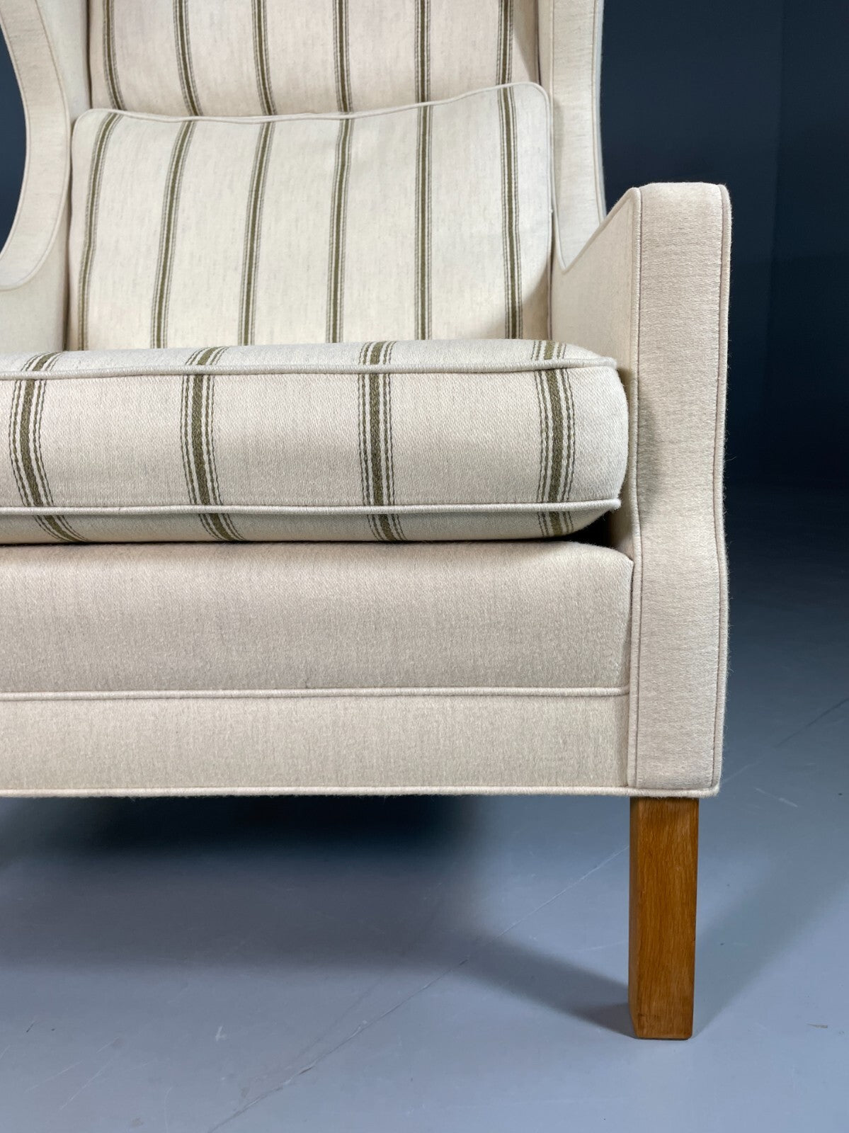 Vintage Danish Lounge Chair Cream Wool Wing Back 1979s Retro MCM EB6620 MNOR15