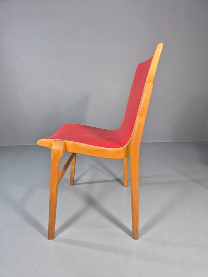4 Stacking Lounge Chairs 1950s Swedish Red Beech Mid Century Retro EB11102 MDIN11