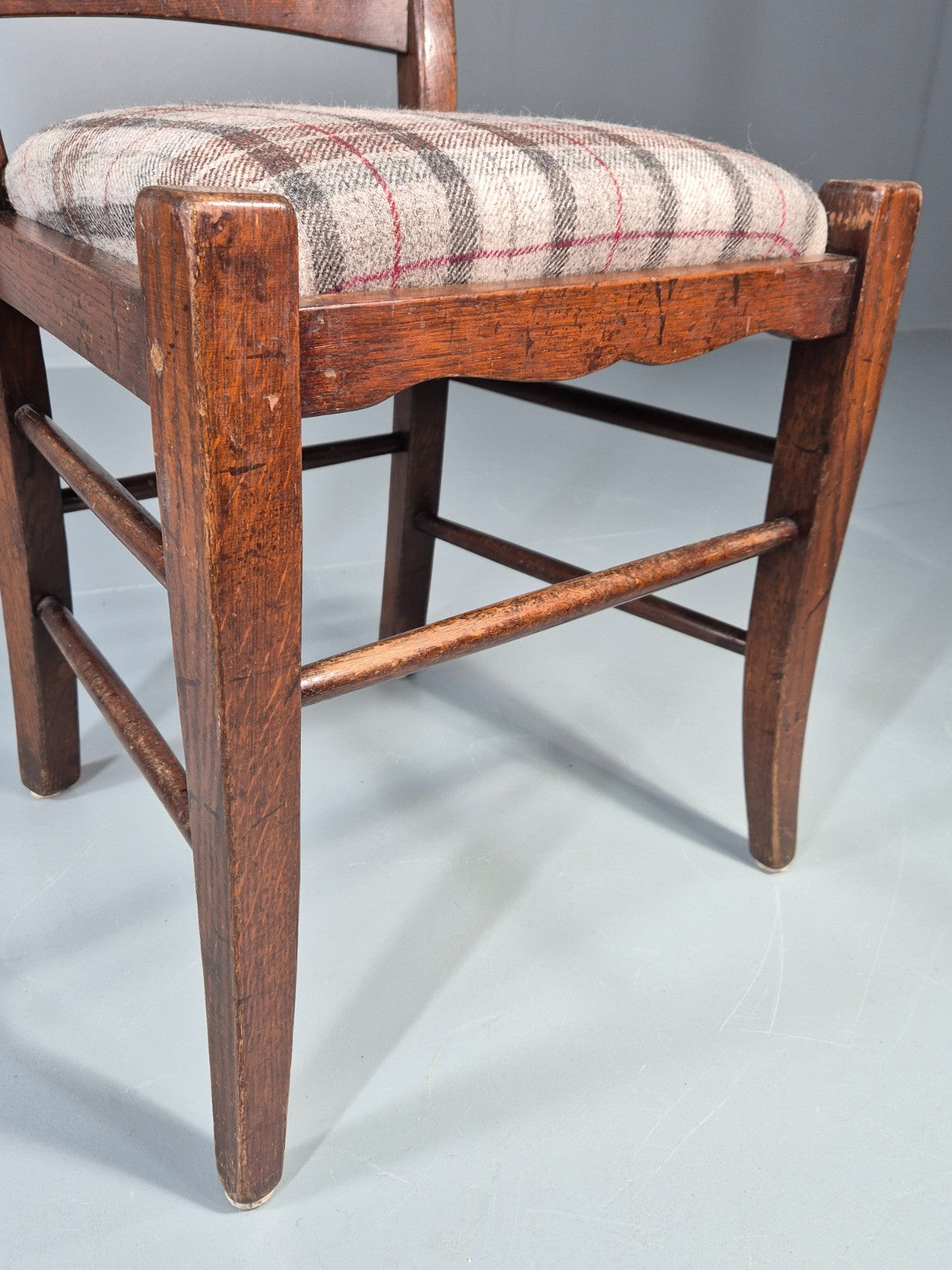 5 Hardwood Dining Chairs Modern Shaker Style Tartan Seats  EB11173 VDIN7