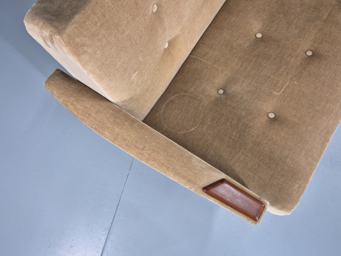 Vintage Sofa Bed Mid Century Denmark Teak Paws  Velour Retro 1960s EB11391 M4SS4