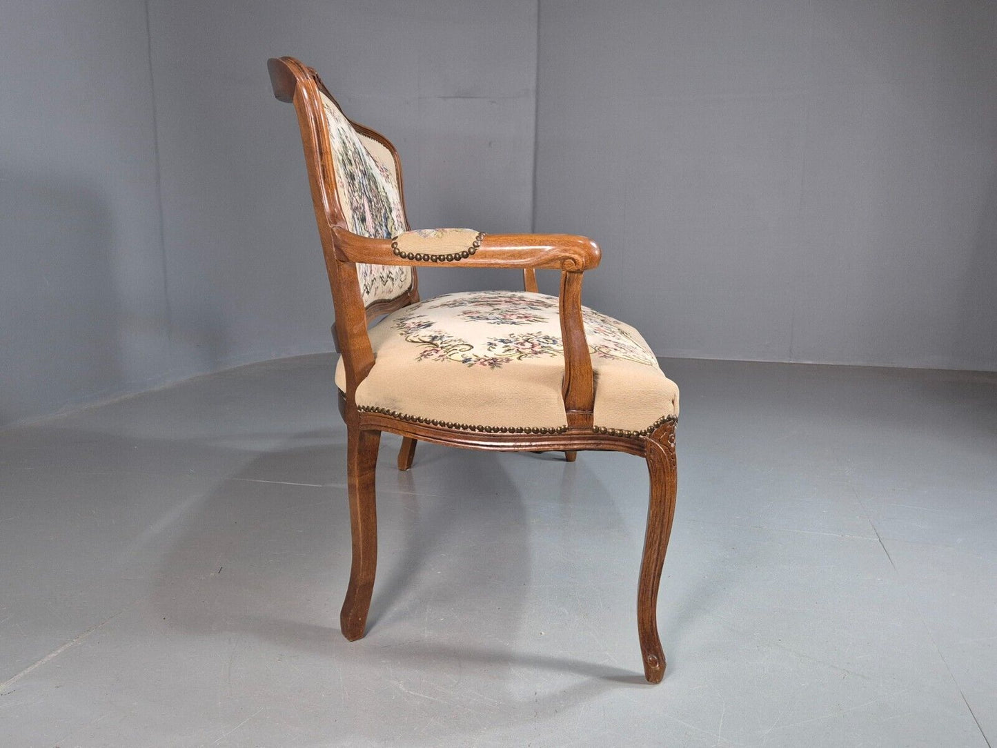 Vintage Danish 2 Seat Open Arm Sofa French Regency Style Embroidery EB8074 V2SS - UKDK FURNITURE