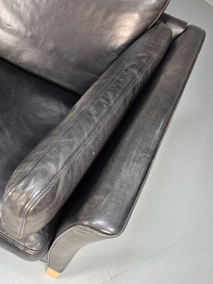 2 Seat Sofa Vintage Danish Black Leather 1970s Retro MId Century EB10112 M2SS20