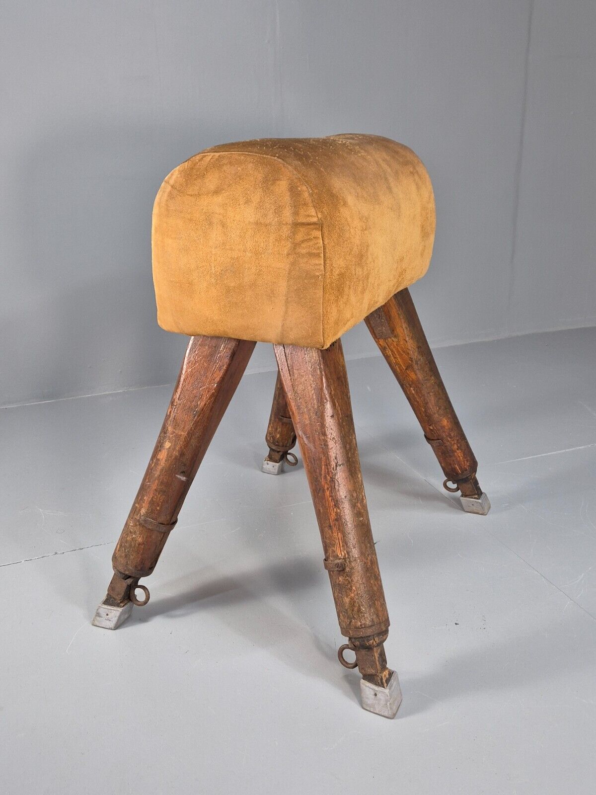 Vintage Pommel Horse 1950s Suede Pine Industrial Retro EB8863 VWOO - UKDK FURNITURE