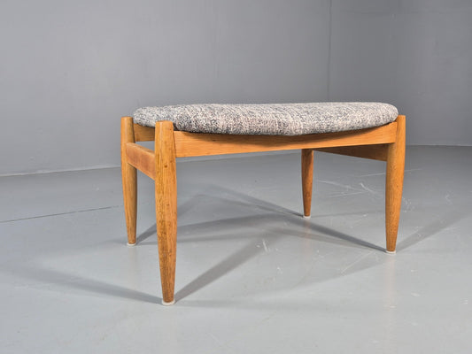 Vintage Spottrup Footstool Oak Frame New Grey Upholstery 1960s MCM EB11107 MFOO1