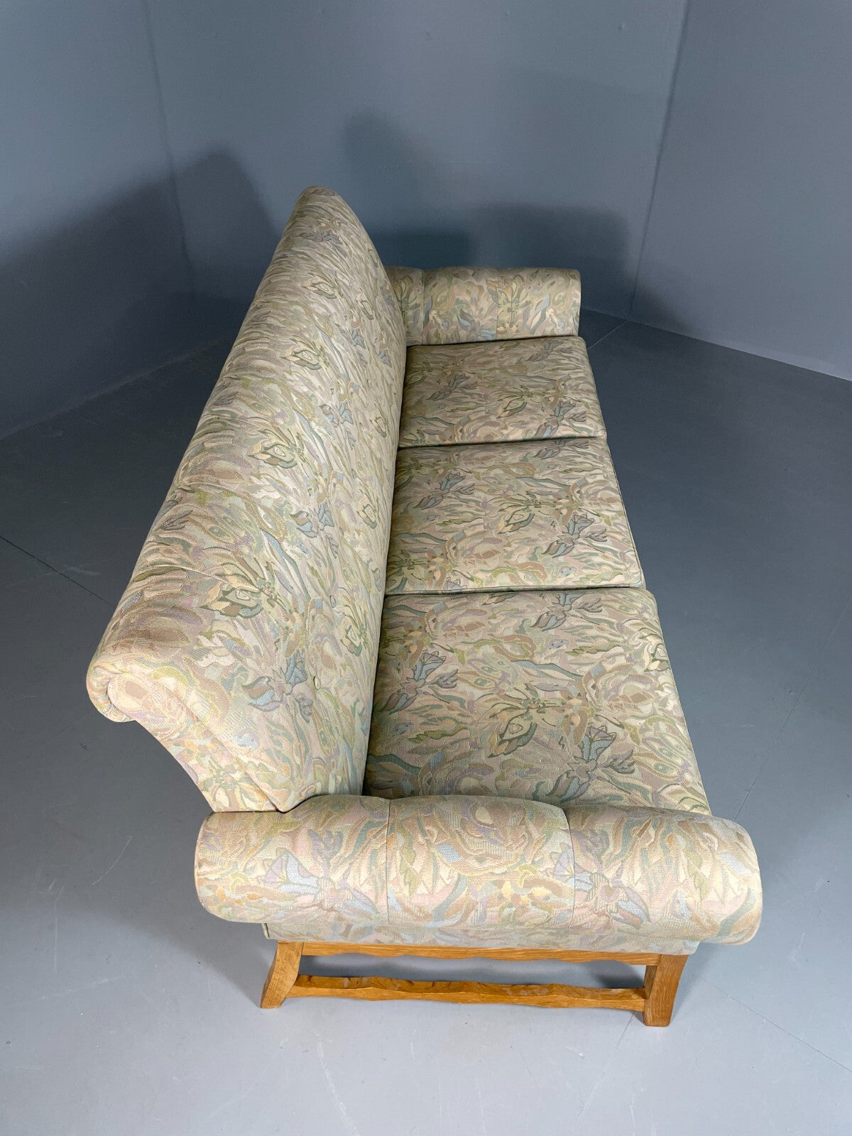 Danish 3 Seater Sofa Oak Frame Floral Kjaernulf 1970s Vintage Retro V3SS EB674810