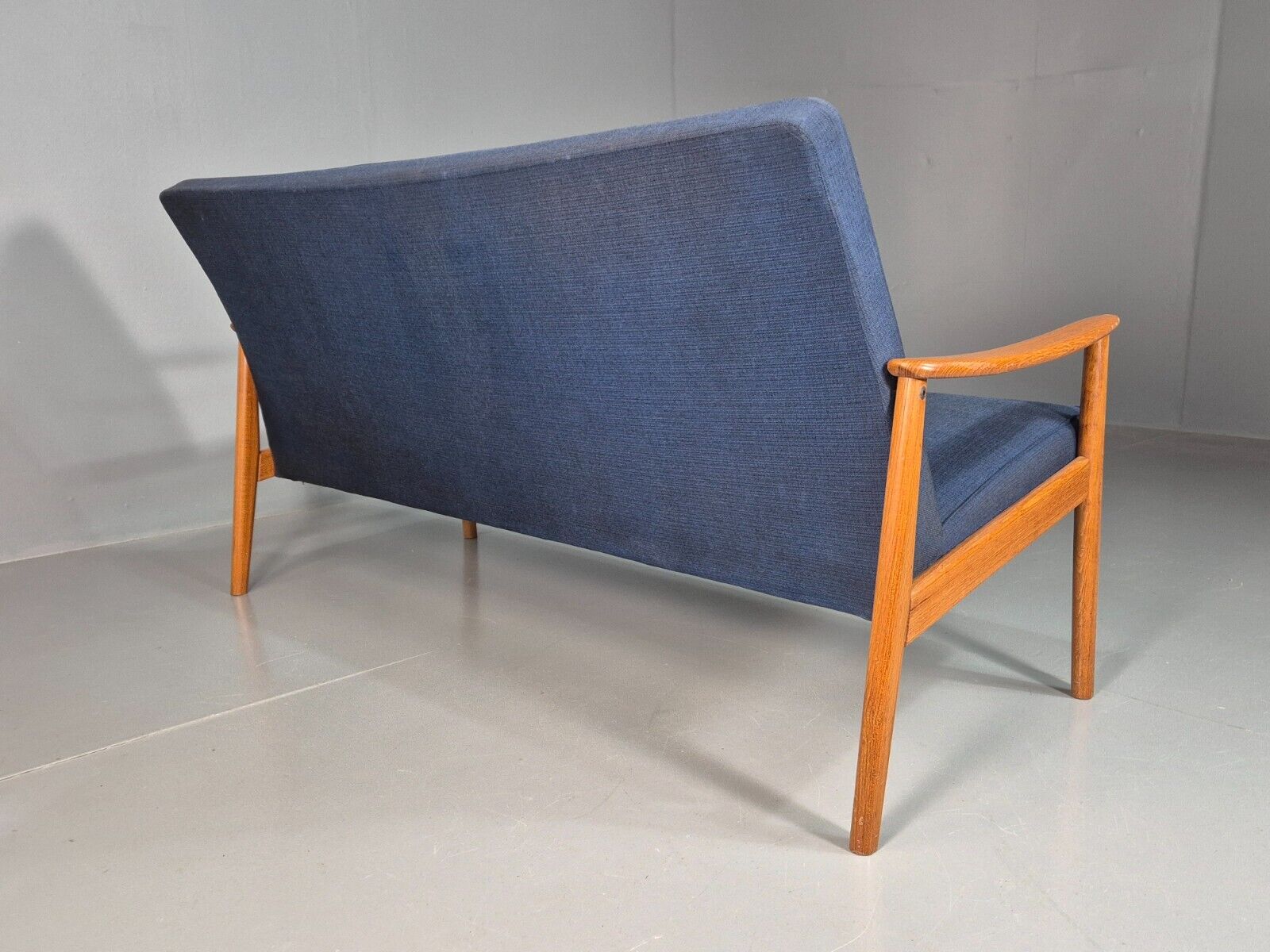 Vintage Swedish 2 Seat Sofa Blue Teak Frame 1960s Retro MCM EB7752 M3SS - UKDK FURNITURE