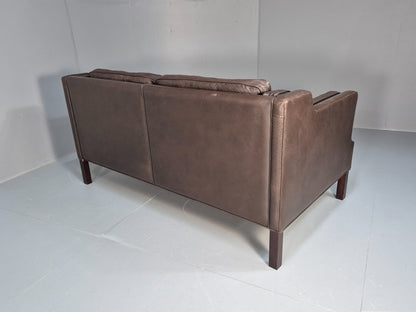 Midcentury Two Seater Sofa Brown Leather Vintage Danish 1970s Retro EB10101 M2SS14