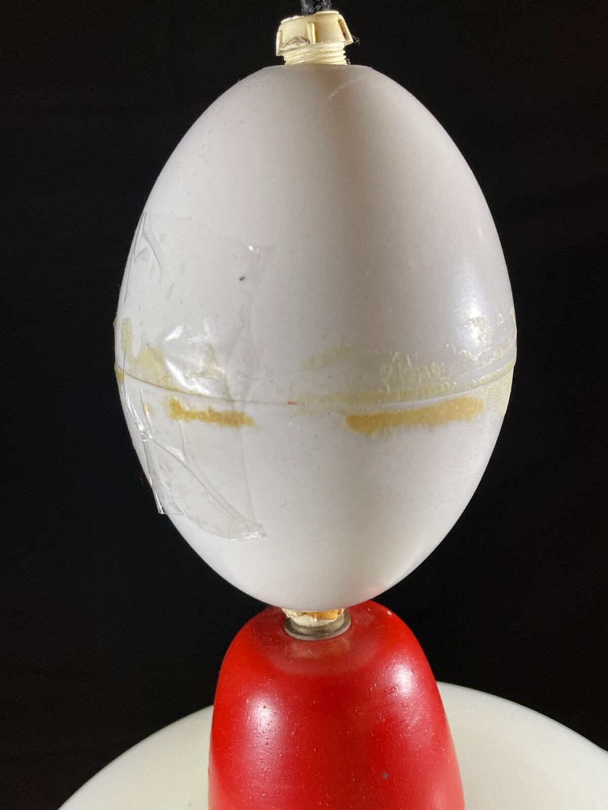 Danish Opaline Pendant Light Glass with Red and White Plastic Retro EB5096 LCLC8