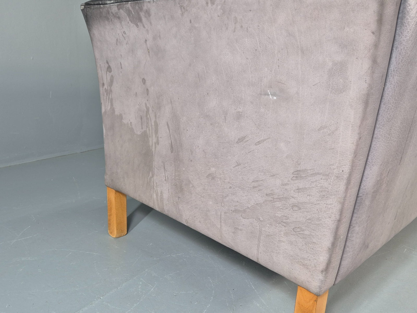 Vintage Mogens Hansen 2.5 Seat Settee Grey Leather 1980s Retro EB11644 M3SS20