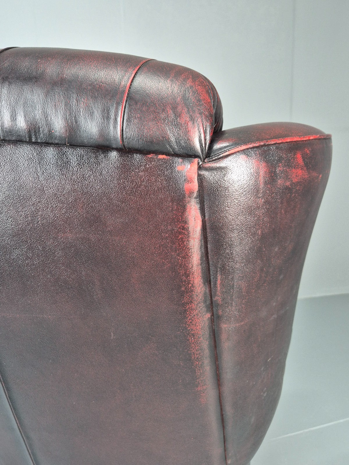 Vintage Queen Anne Wing Back Leather Danish Retro Chesterfield EB11376 VLEA13