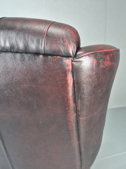 Vintage Queen Anne Wing Back Leather Danish Retro Chesterfield EB11376 VLEA13