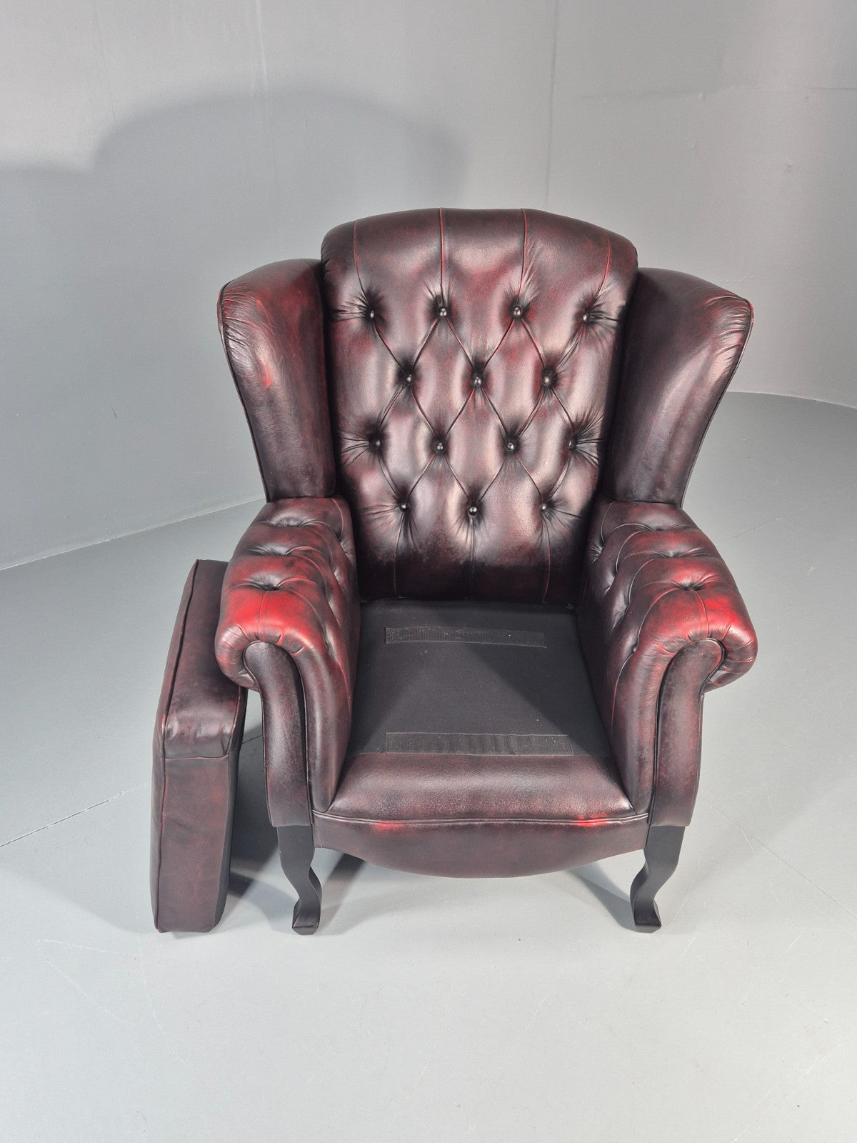 Vintage Queen Anne Wing Back Leather Danish Retro Chesterfield EB11376 VLEA6