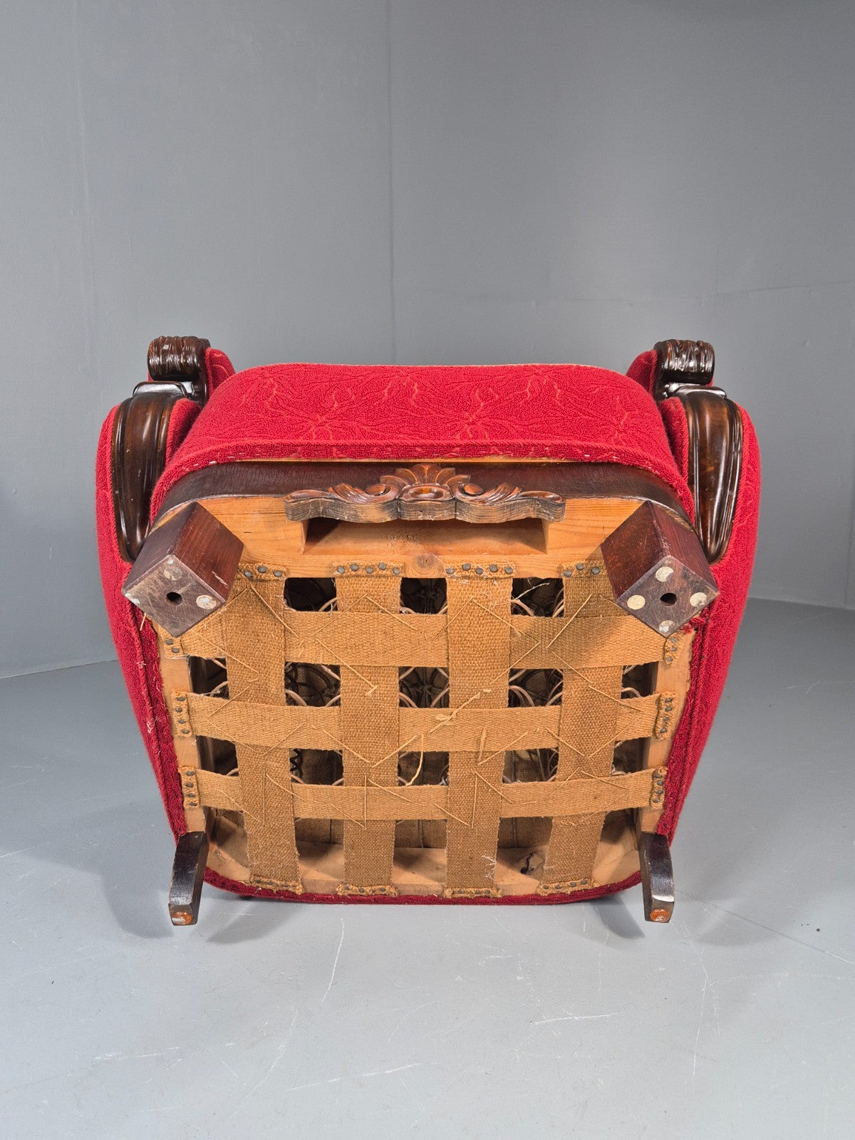 Vintage Art Deco Danish Lounge Chair Red Moquette 1930s EB11394 VCLO13