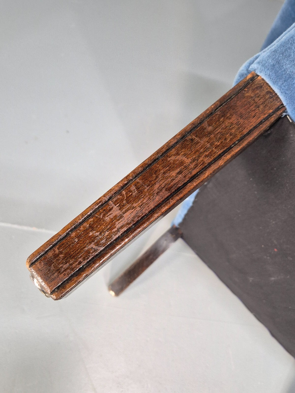 Vintage Wingback Lounge Chair Blue Velvet Antique Style EB9693 VNOR8