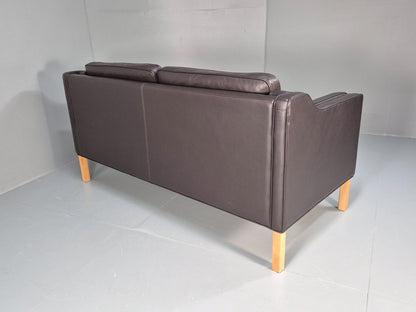 Mid Century Two Seater Sofa Danish Brown Leather Mogensen Vintage  EB10107 M2SS13