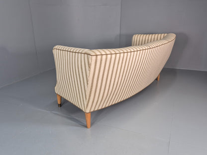 Three Seater Art Deco Curved Sofa 1930s Vintage Cream Green Wool  EB10799 V3SS16