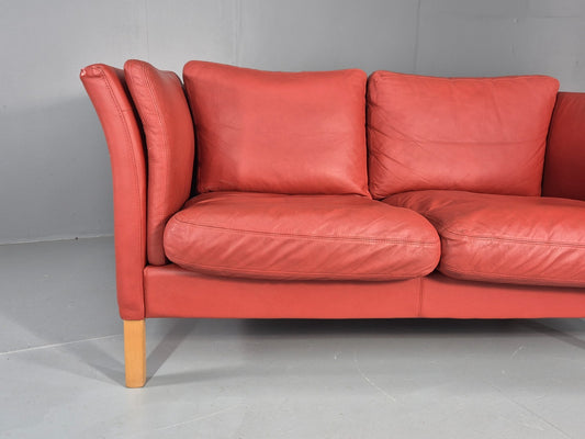 Vintage Danish 2 Seater Danish Skalma Red Leather 1980s Retro MCM EB10512 M2SS1