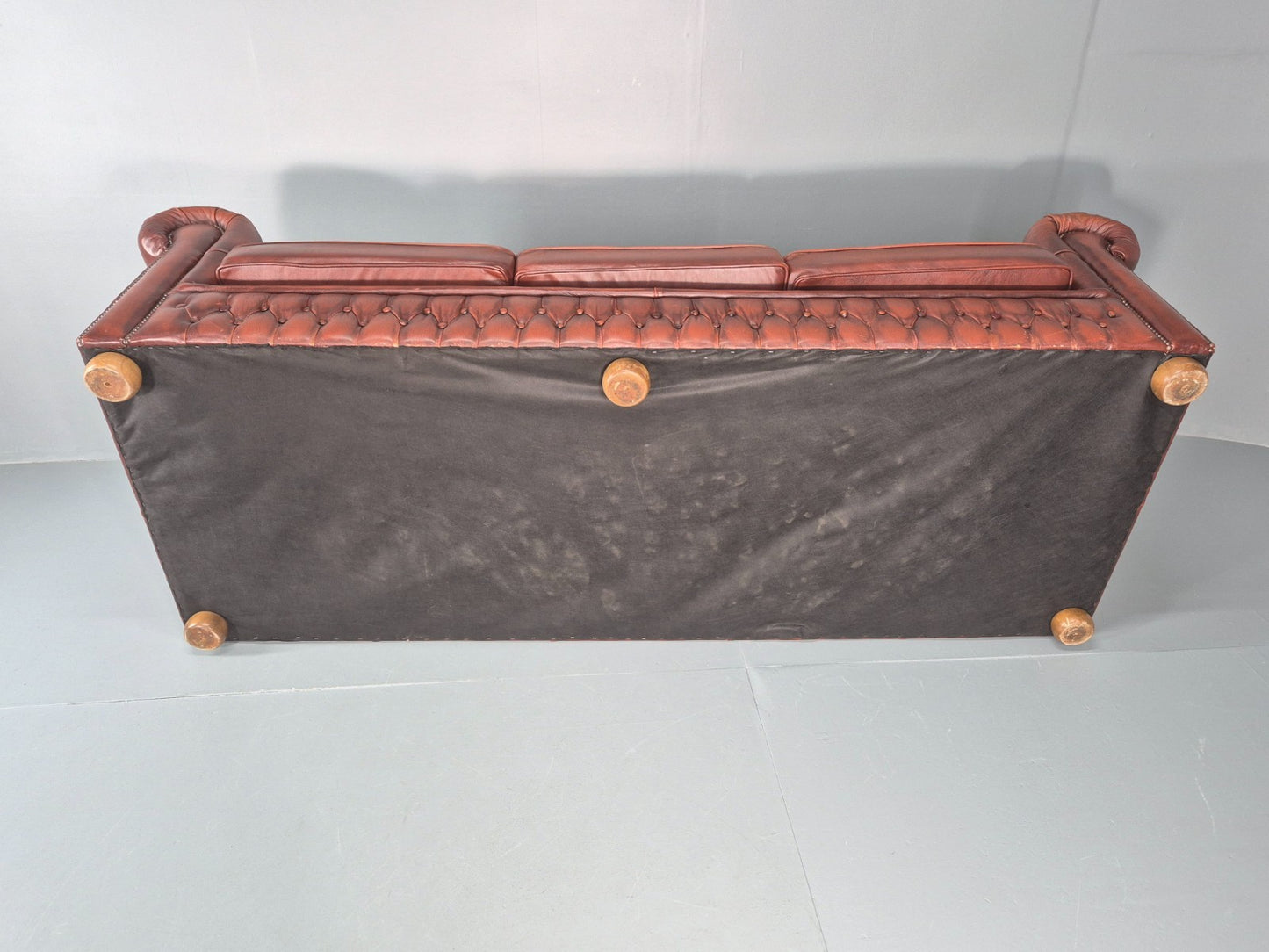 3 Seater Chesterfield Sofa Red Leather Studded Vintage EB10925 VCHE11