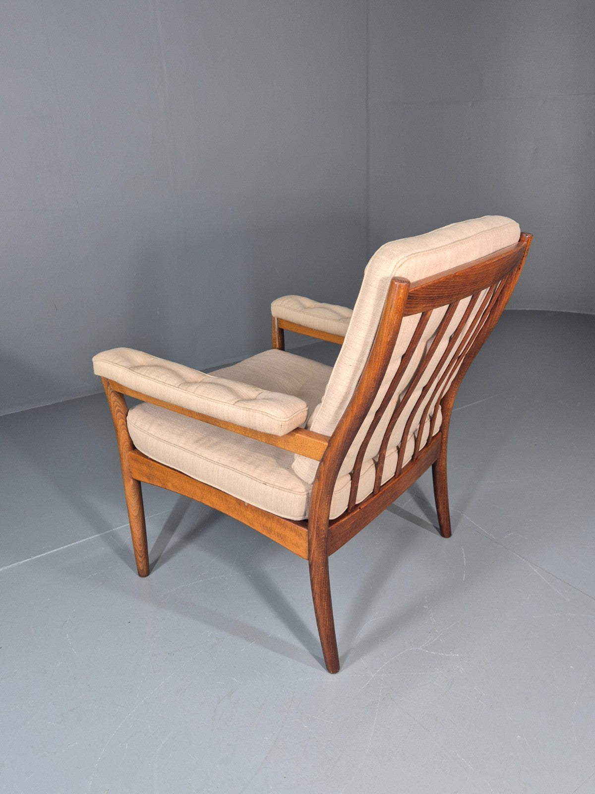 Vintage Gotte Lounge Chair 1970s Swedish Cream Cloth Retro MCM EB11332 MNOR12