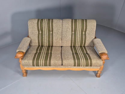 Vintage Kjearnulf Style 2 Seat Sofa 1970s Danish Oak and Wool EB9562 M2SS - UKDK FURNITURE