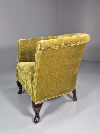 Vintage Art Deco Danish Tub Chair Green Moquette 1940s  EB10775 VCLO13