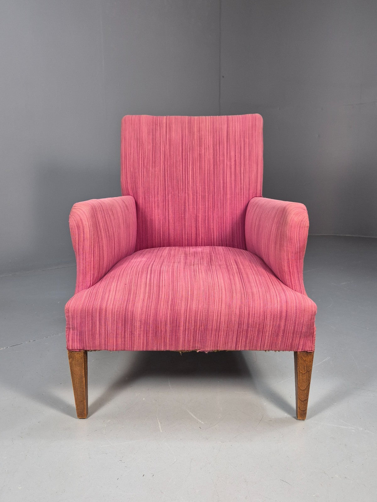 Vintage Danish Pink Chenille Lounge Chair 1950s Retro Mid Century EB10211 MNOR4