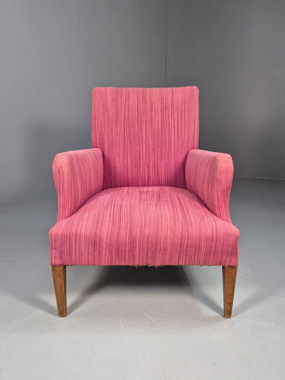 Vintage Danish Pink Chenille Lounge Chair 1950s Retro Mid Century EB10211 MNOR4