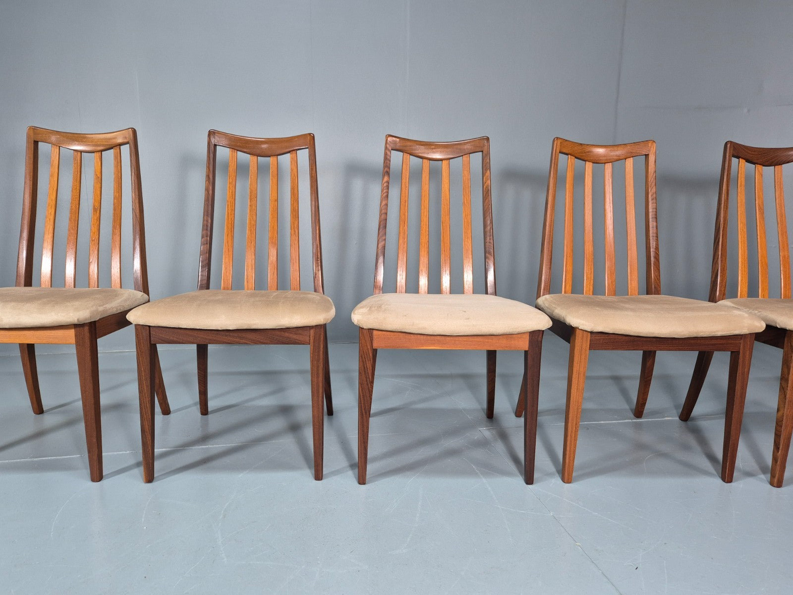 6 G Plan Fresco Lounge Chairs Teak High Back Cream SEats 1970s  EB10984 VDIN2