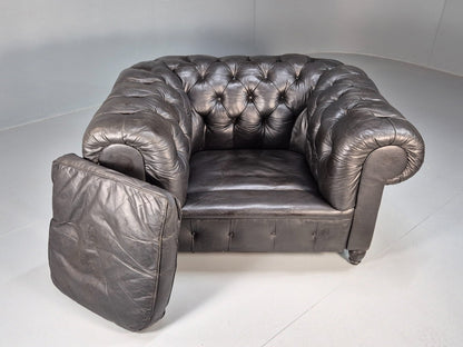 Vintage Black Leather Chesterfield Chair EB9471 VLEA - UKDK FURNITURE