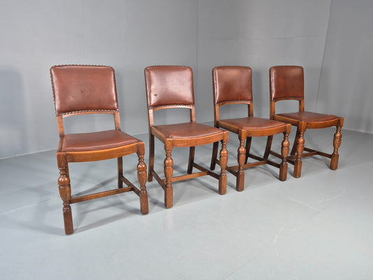 4 1930s Dining Chairs Oak and Rexine British EB11010 VDIN0