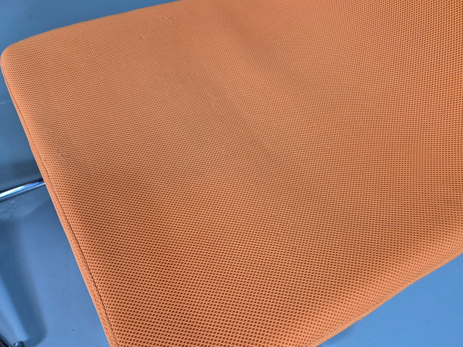 Vintage Danish Swivel Chair and Footstool Orange Chrome Retro 1980s EB7357 MSWI14