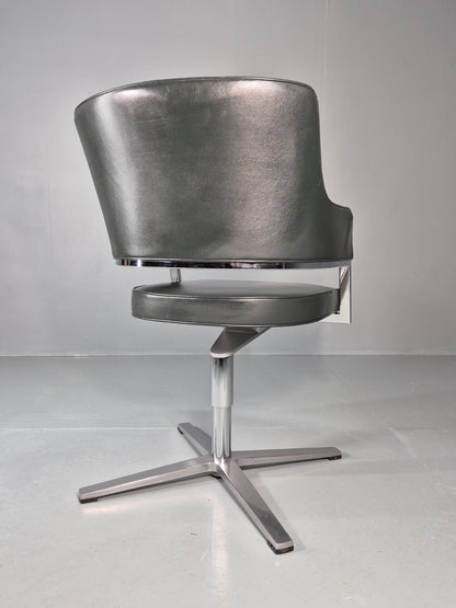 Leather Office Swivel Chair Dark Green Chrome Brunner Tempus Modern EB11724 MSWI7