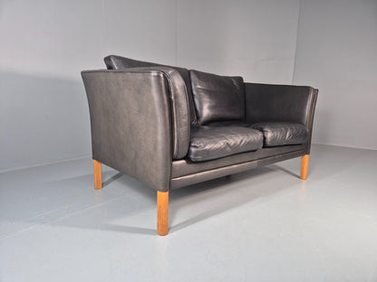 Vintage Danish Two Seater Leather Sofa Quality Feather Filled Retro EB11635 M2SS2