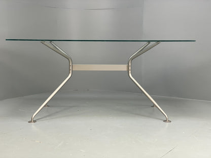 Italian Glass Dining Table Calligaris 'Play' Modern Steel Frame EB11542 MWOO1