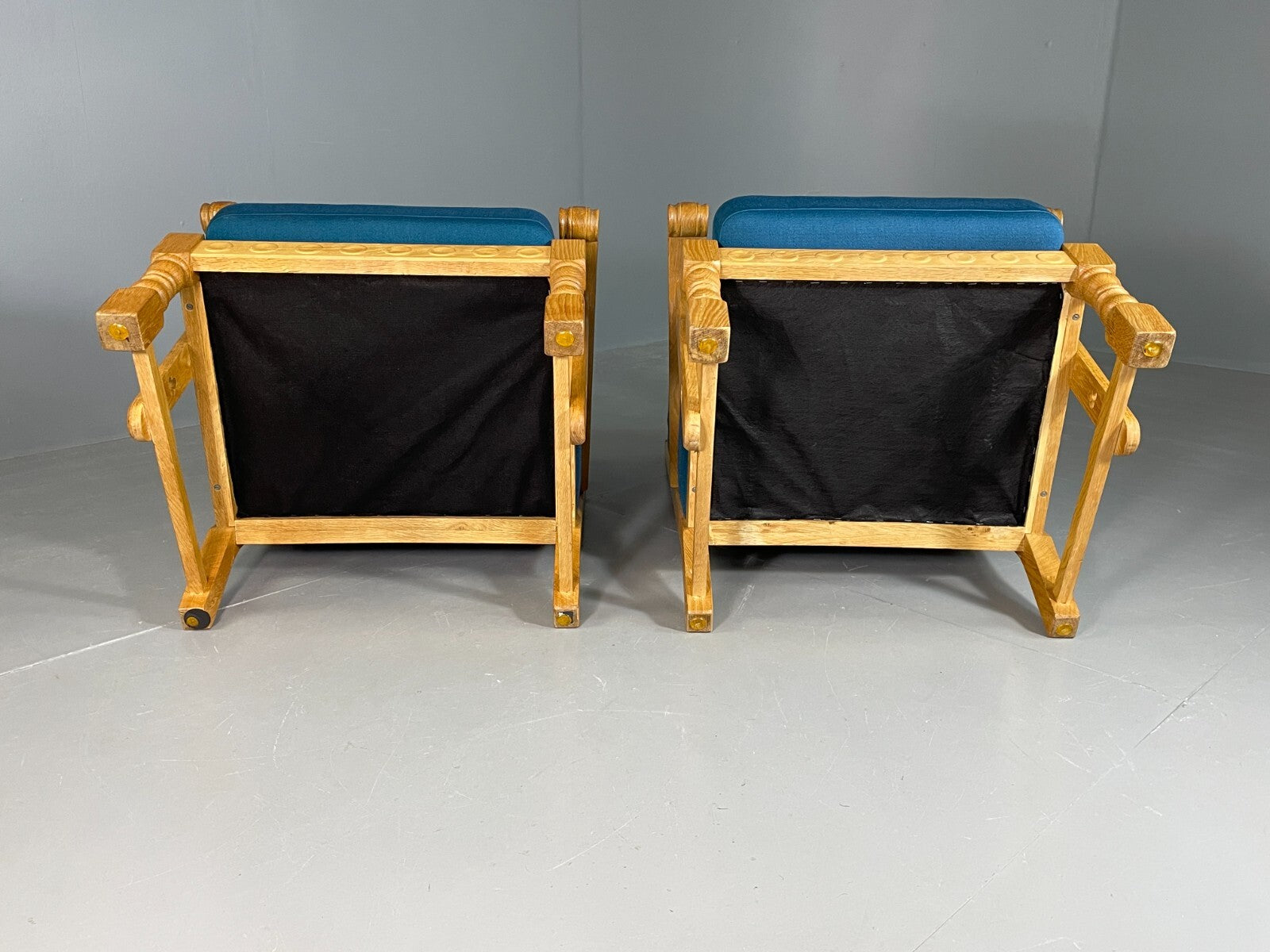 2 Danish Lounge Chairs Blue Oak Kjaernulf Vintage Retro EB6718 MNOR7