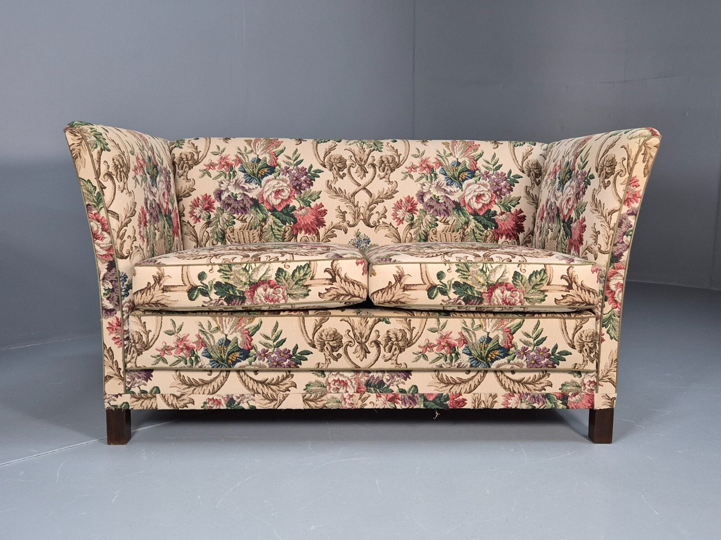 Vintage 1940s Danish 2 Seat Sofa Classical Floral Upholstery EB9659 V2SS - UKDK FURNITURE