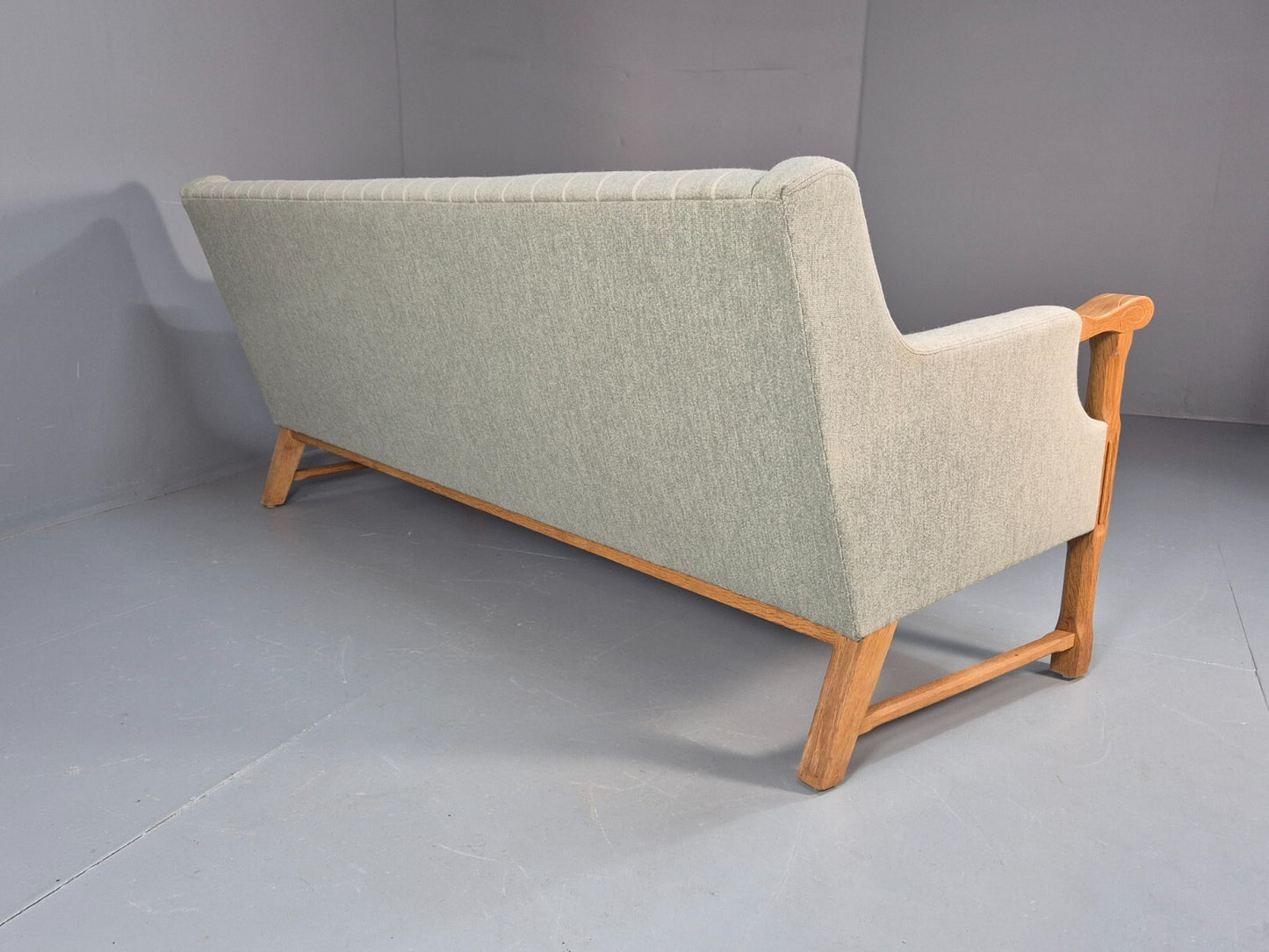 Vintage Danish Kjaernulf Style 3 Seat Sofa Oak Frame 1970s Retro EB9643 M3SS - UKDK FURNITURE