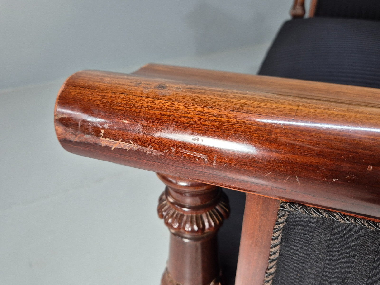 Vintage Scandinavian Biedermeier Mahogany Sofa Charcoal Antique EB9548 V3SS - UKDK FURNITURE