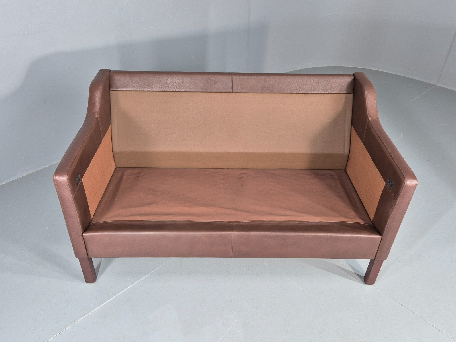 Vintage 2 Seater Sofa Danish Brown Leather Mid Century Retro 1970s EB9304 M2SS7