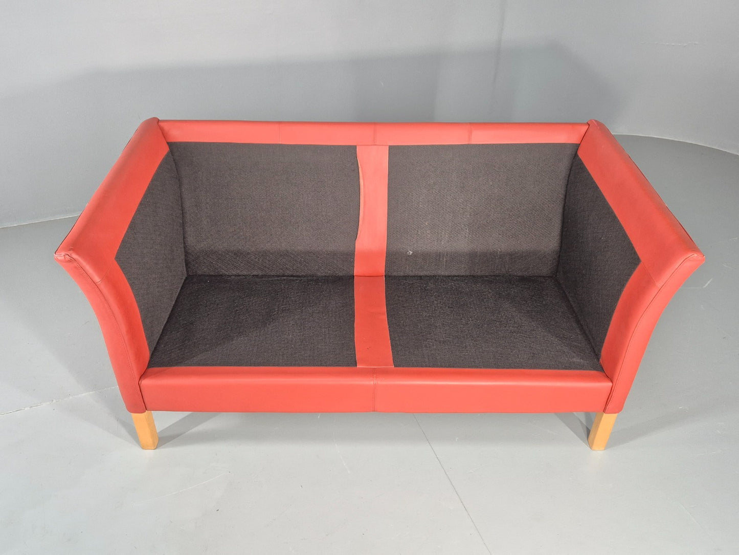 Vintage Danish 2 Seater Danish Skalma Red Leather 1980s Retro MCM EB10512 M2SS6