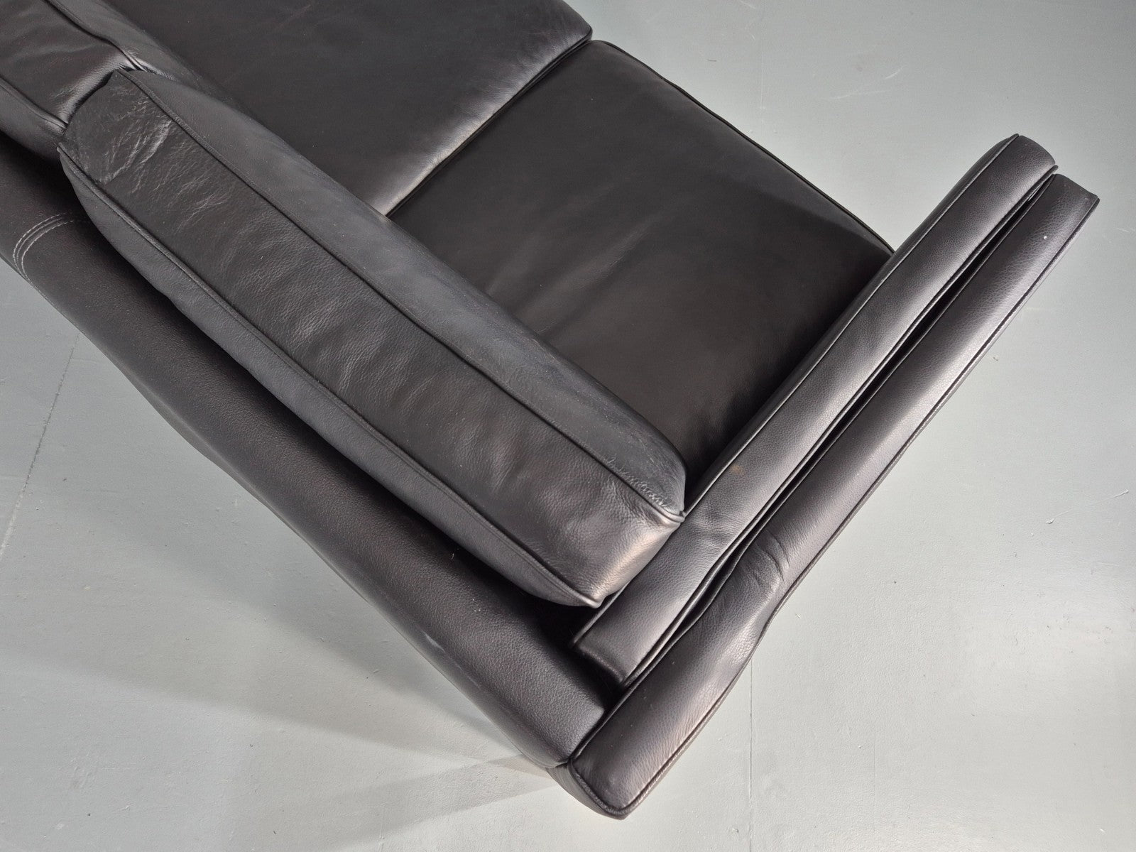 Vintage 3 Seat Sofa Danish Black Leather Mid Century Retro 1980s EB10463 M3SS13