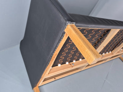 Vintage 3 Seat Sofa Danish Black Leather and Vinyl Mid Century EB10468 M3SS12