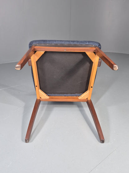 Vintage G plan Carver Chair 1980s Retro Teak Blue Velour EB11526 MDIN11