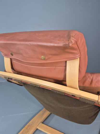 Vintage Leather Lounge Chair Mid Century Kroken Aki Fribyter Retro EB11309 MBEN20
