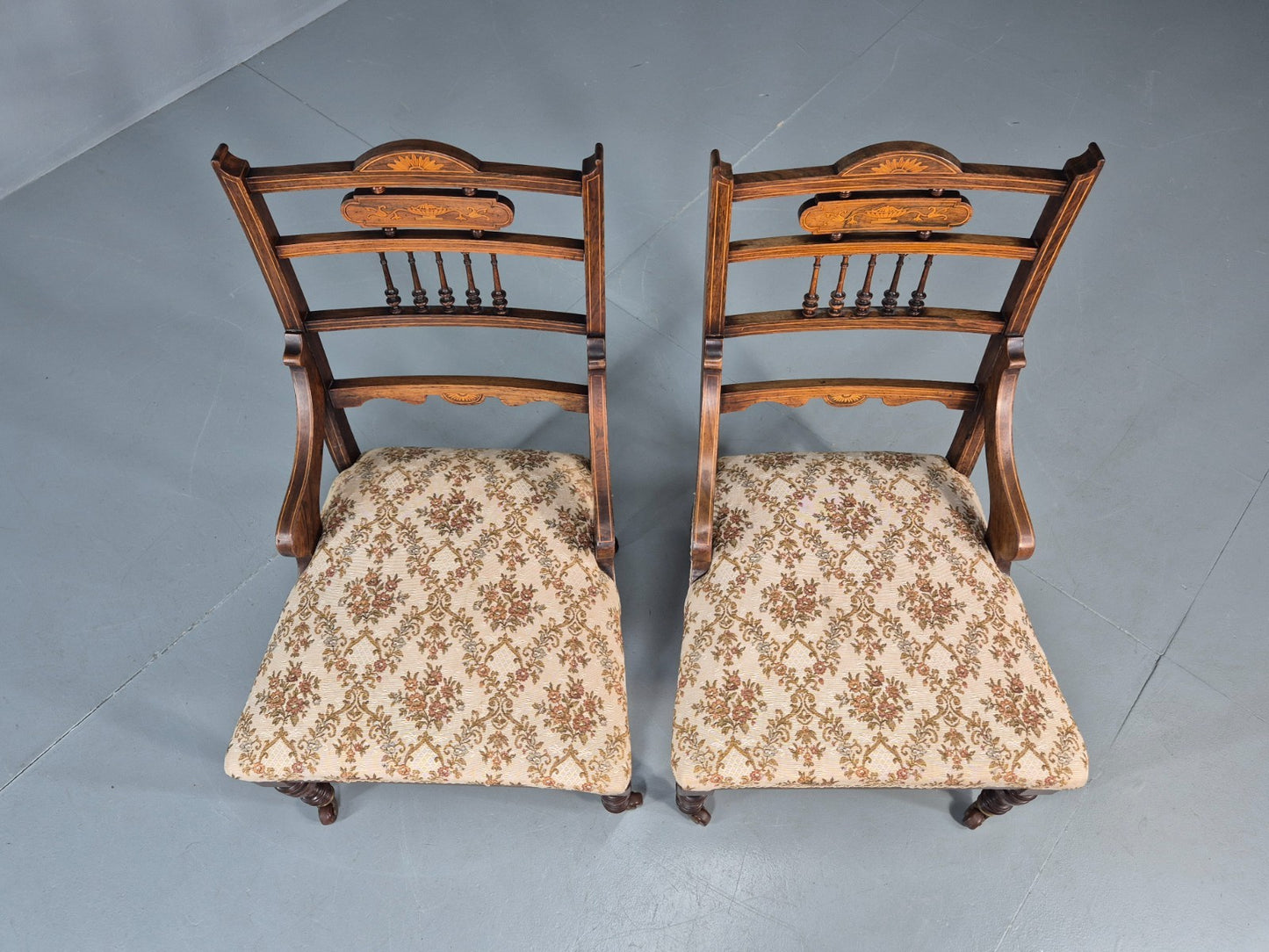 2 Antique Lounge Chairs Regency Revival Style Victorian Rosewood  EB10988 VCLO4