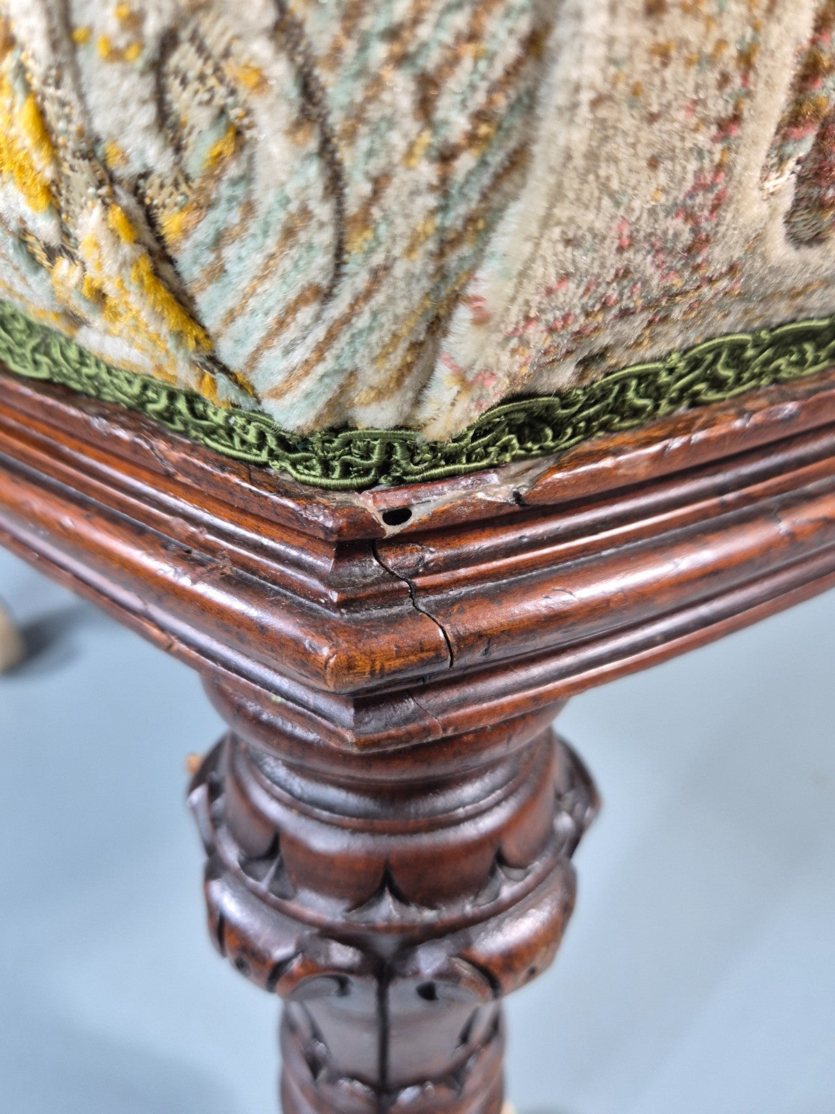 Antique Mahogany Nursing Chair Floral Upholstery 1880s Victorian EB11175 VCLO16