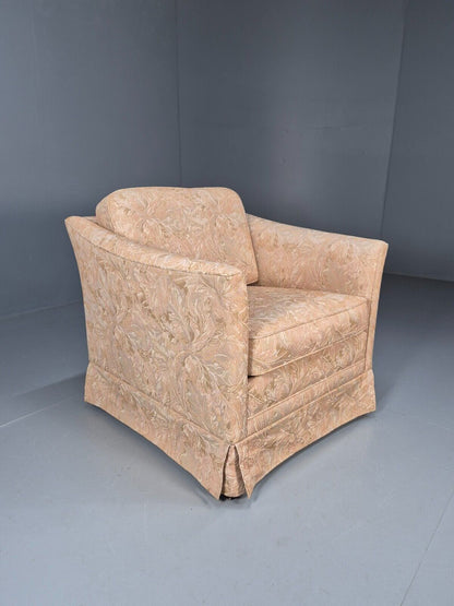 Vintage Danish Lounge Chair Peach Floral Upholstery 1970s Retro EB8974 VCLO - UKDK FURNITURE
