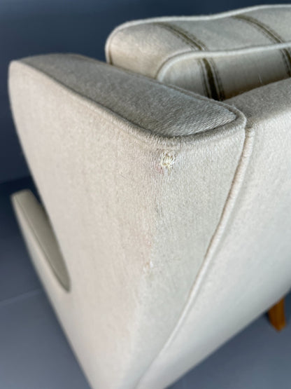 Vintage Danish Lounge Chair Cream Wool Wing Back 1979s Retro MCM EB6620 MNOR11