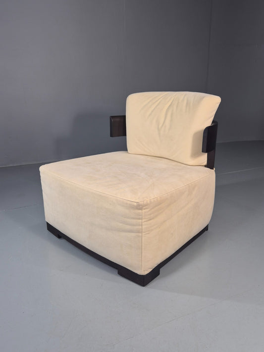 Modern Porada Bea Chair Cream Suede Italian Design Walnut EB11003  MNOR0